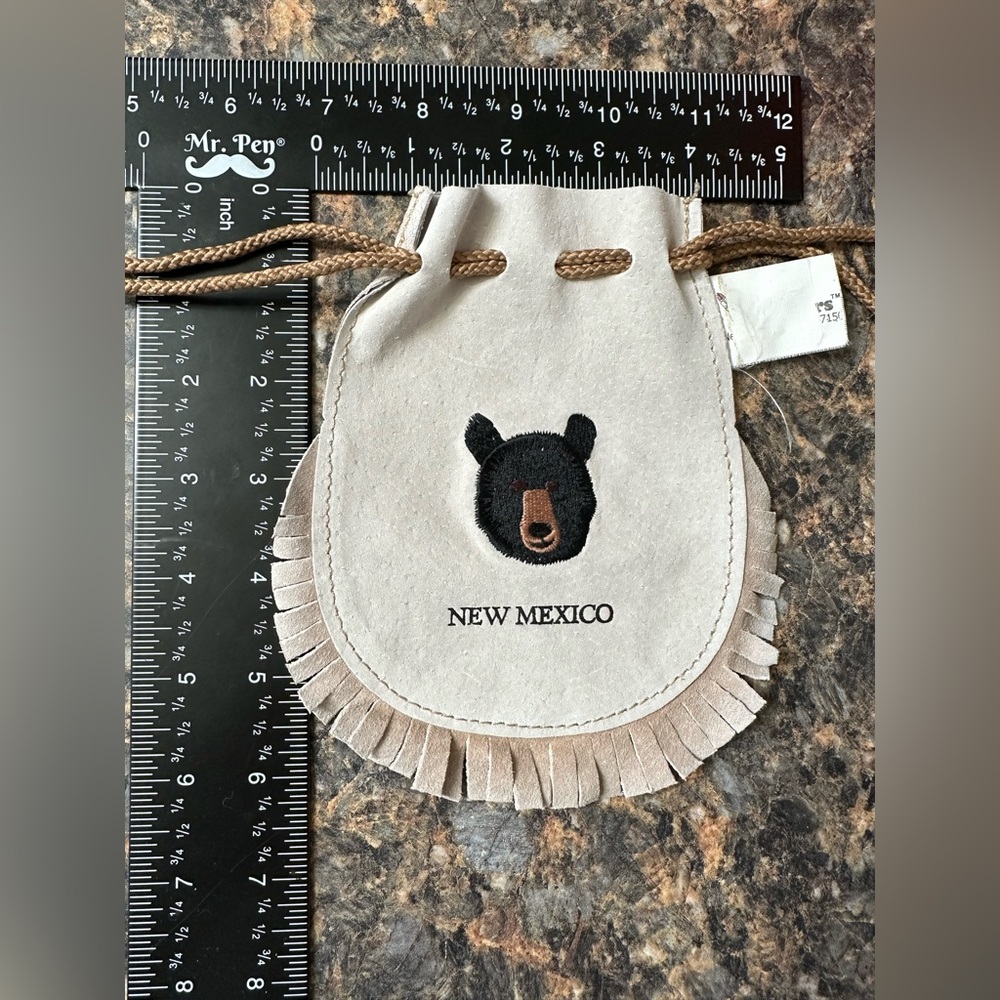 New Mexico mini leather drawstring coin bag